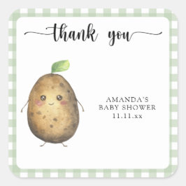 Adesivo Quadrado Obrigado pelo chá de bebê do adorável batata de de