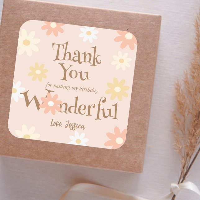 Adesivo Quadrado Obrigado Pelo Fazer Meu aniversário Maravilhoso Da (Criador carregado)