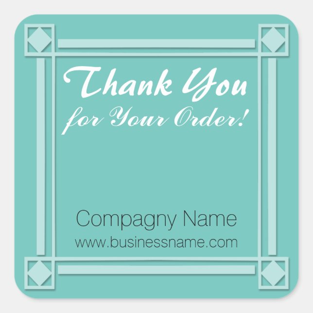 Adesivo Quadrado Obrigado pelo seu pedido de Aqua Sticker Corporati (Frente)