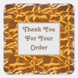 Adesivo Quadrado Obrigado pelo seu pedido Dourado Elegante