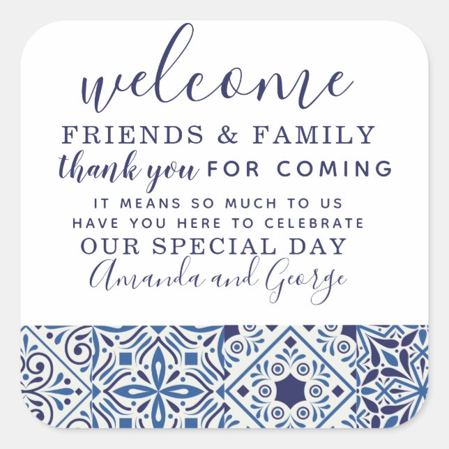 Adesivo Quadrado Obrigado personalizado viciado em casamento (Frente)