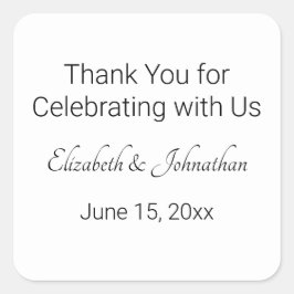 Adesivo Quadrado Obrigado por comemorar conosco o casamento elegant