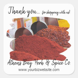 Adesivo Quadrado Obrigado por Comprar conosco Business Label