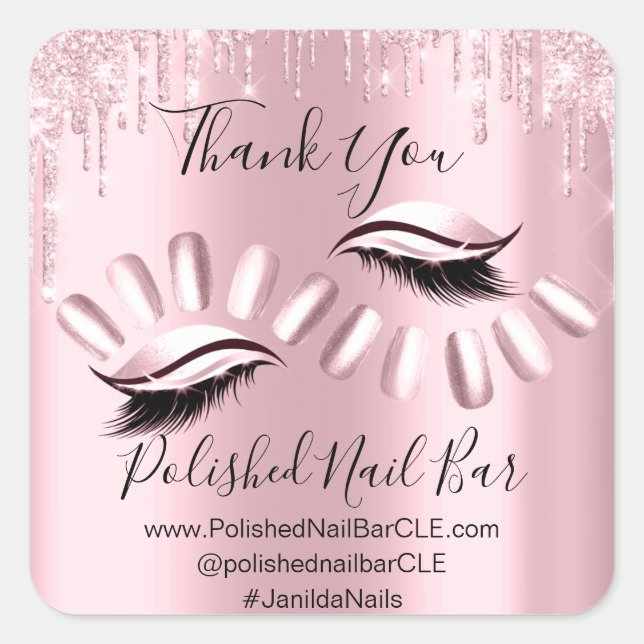 Adesivo Quadrado Obrigado Por Comprar Diamond Drives Nail Rosa (Frente)