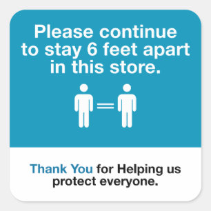 Adesivo Quadrado Obrigado Por Praticar Distância Social