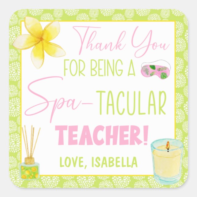 Adesivo Quadrado Obrigado por ser professor termal (Frente)