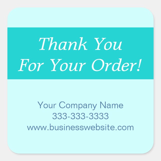 Adesivo Quadrado Obrigado Por Sua Empresa De Encomenda Azul (Frente)