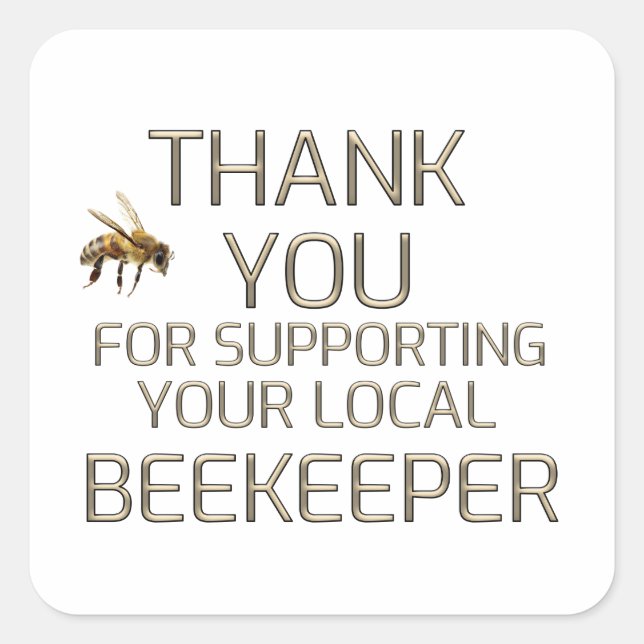 Adesivo Quadrado Obrigado Por Suportar Seu Beekeeper Local Dourado (Frente)