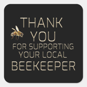 Adesivo Quadrado Obrigado Por Suportar Seu Beekeeper Local Dourado