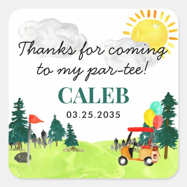 Adesivo Quadrado Obrigado Por Ter Vindo Por Jovens Golf Pro Anivers (Frente)