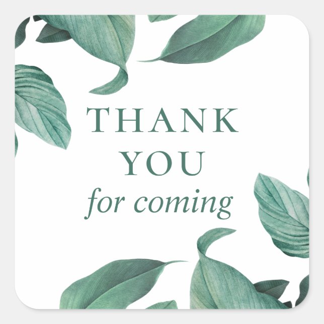 Adesivo Quadrado Obrigado por ter vindo. Verduras tropicais aquátic (Frente)