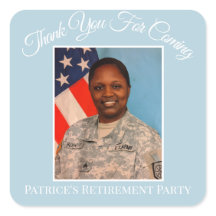 Obrigado por vir o azul de aposentadoria de Patric