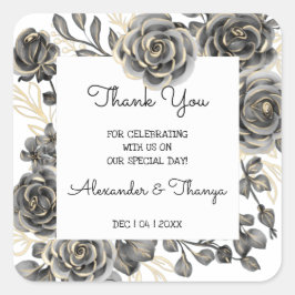 Adesivo Quadrado Obrigado por vir Rosas Negros.