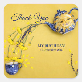 Adesivo Quadrado Obrigado Pote Tea Sticker