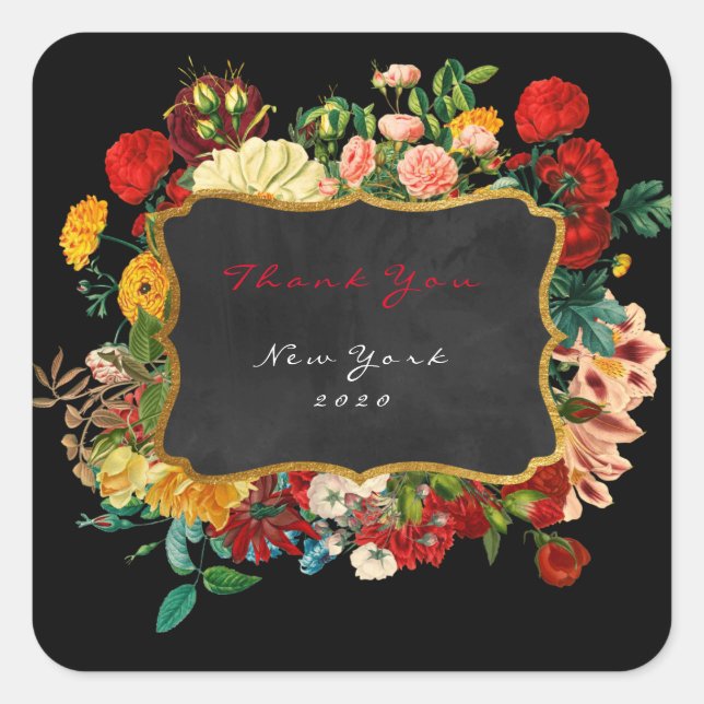 Adesivo Quadrado Obrigado Presente Cartão De Chalkboard Para Casa F (Frente)