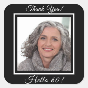 Adesivo Quadrado obrigado preto de 60 anos