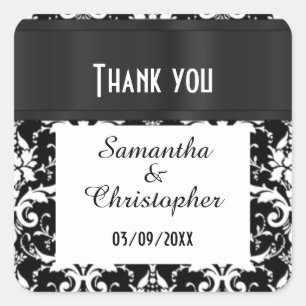 Adesivo Quadrado Obrigado preto e branco