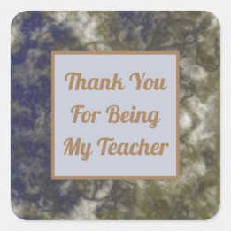Adesivo Quadrado Obrigado Professor Blue Dourado Swirls Apreciação