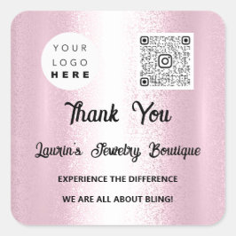 Adesivo Quadrado Obrigado Qr Code Online Comprar Instagramas Logoti