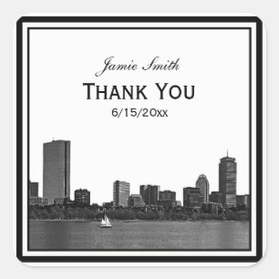 Adesivo Quadrado Obrigado quadro gravado skyline de Boston você