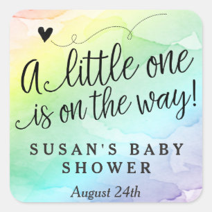 Adesivo Quadrado Obrigado que do chá de fraldas do arco-íris voc