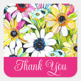 Adesivo Quadrado Obrigado rosa.