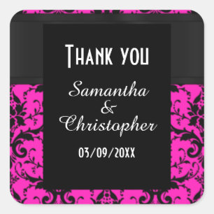 Adesivo Quadrado Obrigado rosa e preto