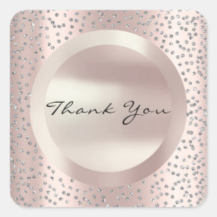 Adesivo Quadrado Obrigado Rosa Noiva Casamento Minimal 16º Brilho