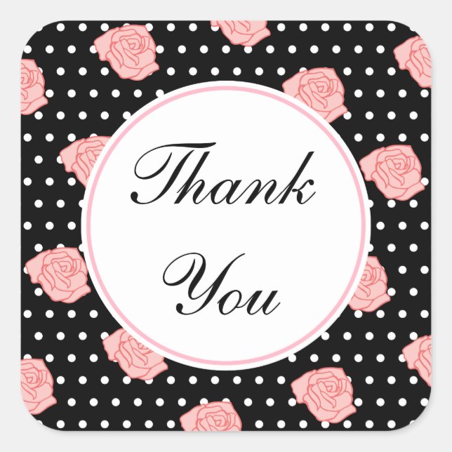 Adesivo Quadrado Obrigado Rosa Stickers (Frente)