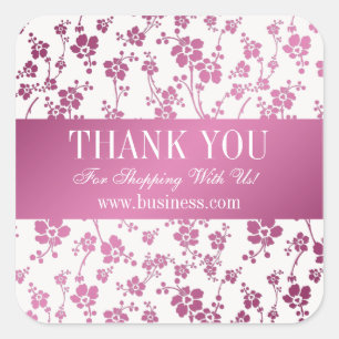Adesivo Quadrado Obrigado Salon Floral Rosa