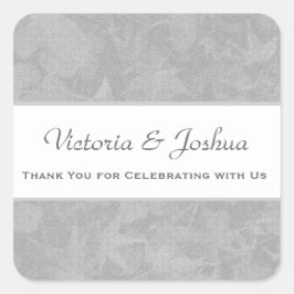 Adesivo Quadrado Obrigado Silver Muted Leaves V23