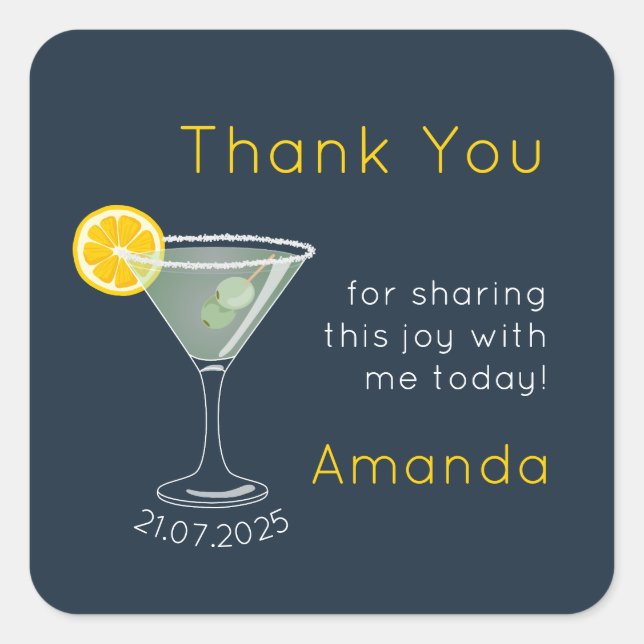 Adesivo Quadrado Obrigado Sticker - Tema Margarita Cocktail (Frente)