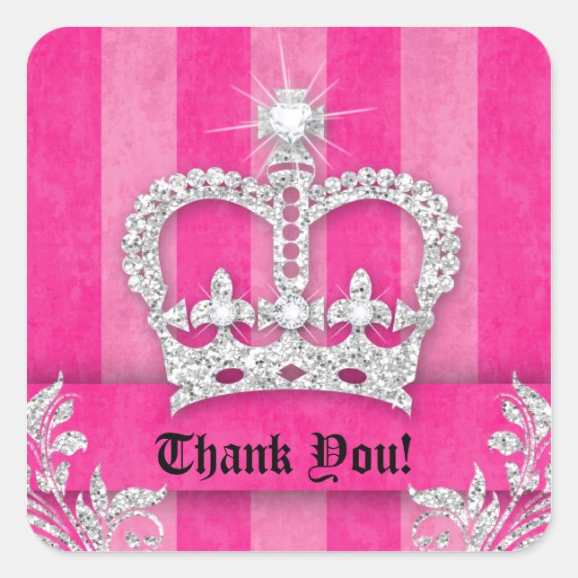 Adesivo Quadrado Obrigado Striker Sticker Jewelry Pink Crown (Frente)