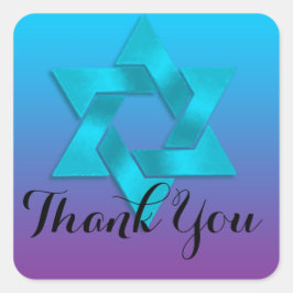 Adesivo Quadrado Obrigado Turquesa ao Ombre Roxo com Estrela