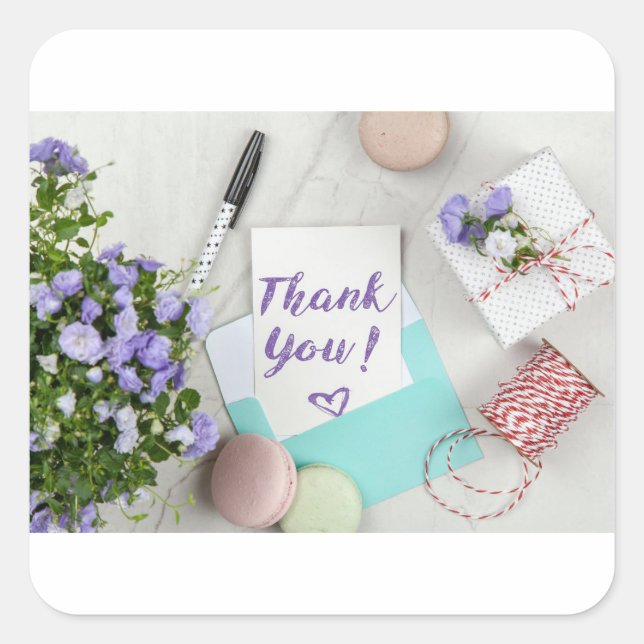 Adesivo Quadrado Obrigado um Bunch! Muito obrigado, palermas (Frente)