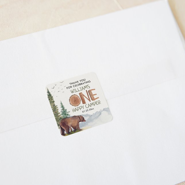 Adesivo Quadrado Obrigado Um Feliz Aniversário De Camper (Criador carregado)