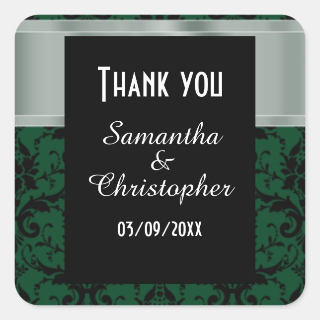 Adesivo Quadrado Obrigado verde e negro (Frente)