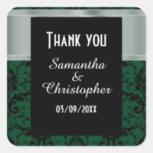 Adesivo Quadrado Obrigado verde e negro