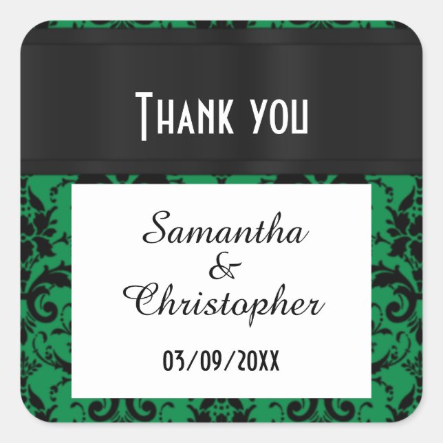 Adesivo Quadrado Obrigado verde e negro (Frente)