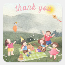 Adesivo Quadrado Obrigado vinheta de aniversário para a festa de ja