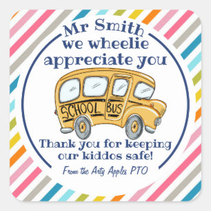 Adesivo Quadrado Obrigado, você é um motorista de ônibus incrível