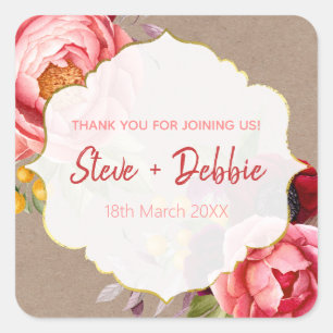 Adesivo Quadrado Obrigado Wedding você bálsamo de bordo