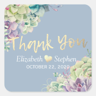 Adesivo Quadrado Obrigado Wedding você plantas chiques do Succulen