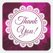 Obrigado White Lace e Magenta Stickers
