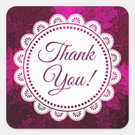 Adesivo Quadrado Obrigado White Lace e Magenta Stickers