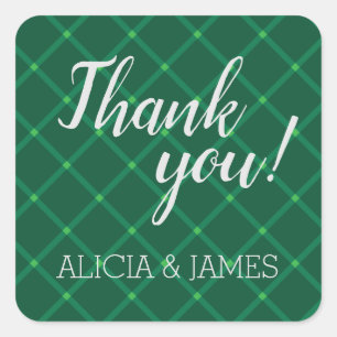 Adesivo Quadrado Obrigado xadrez verde escuro