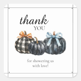 Adesivo Quadrado Obrigados Chás de fraldas de Bombeiros Pretos