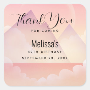 Adesivo Quadrado Obrigados de Aniversário da Paisagem de Dreamel Pa