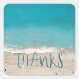 Adesivo Quadrado Obrigados de fotos em praia