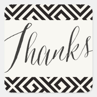 Adesivo Quadrado Obrigados de Script Clássico Casamento de Chave Gr